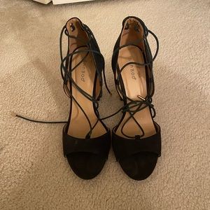 Lace Up Black Heels